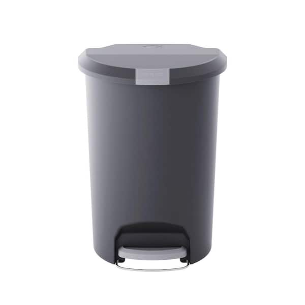 13 Gal. Black Resin Step-on Trash Can with Locking Lid