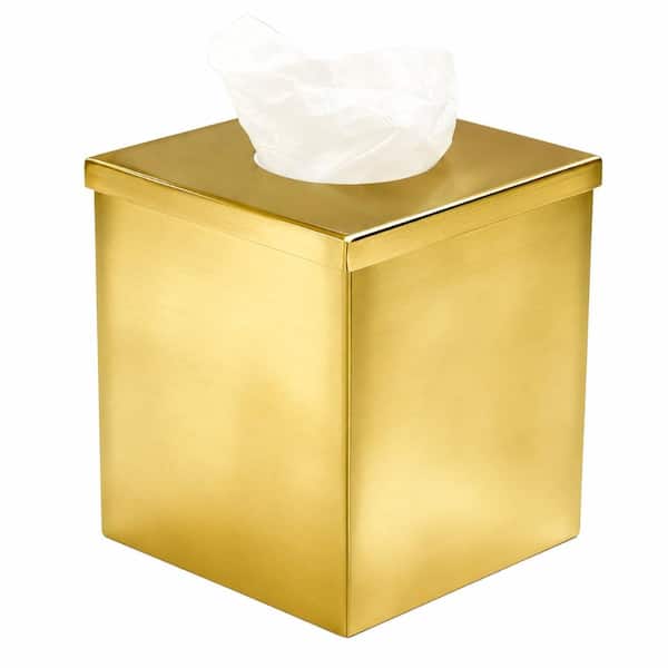 Square Gold Plated Tissue Box Cover for Bathroom Vanity and Living Room Luxury Home Decor for Rich Decor