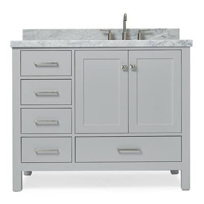 ARIEL Cambridge 43 in. Bath Vanity in Grey with Marble Vanity Top in ...