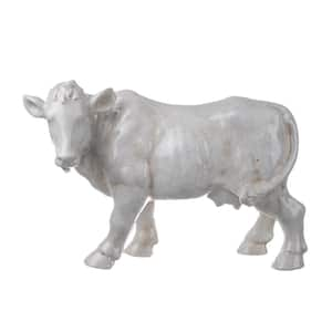 Hector Cow Statuette Crackled White