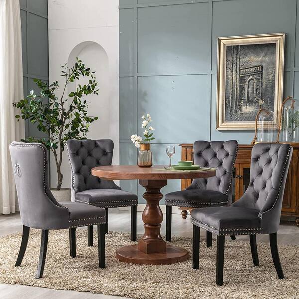 padded grey dining chairs