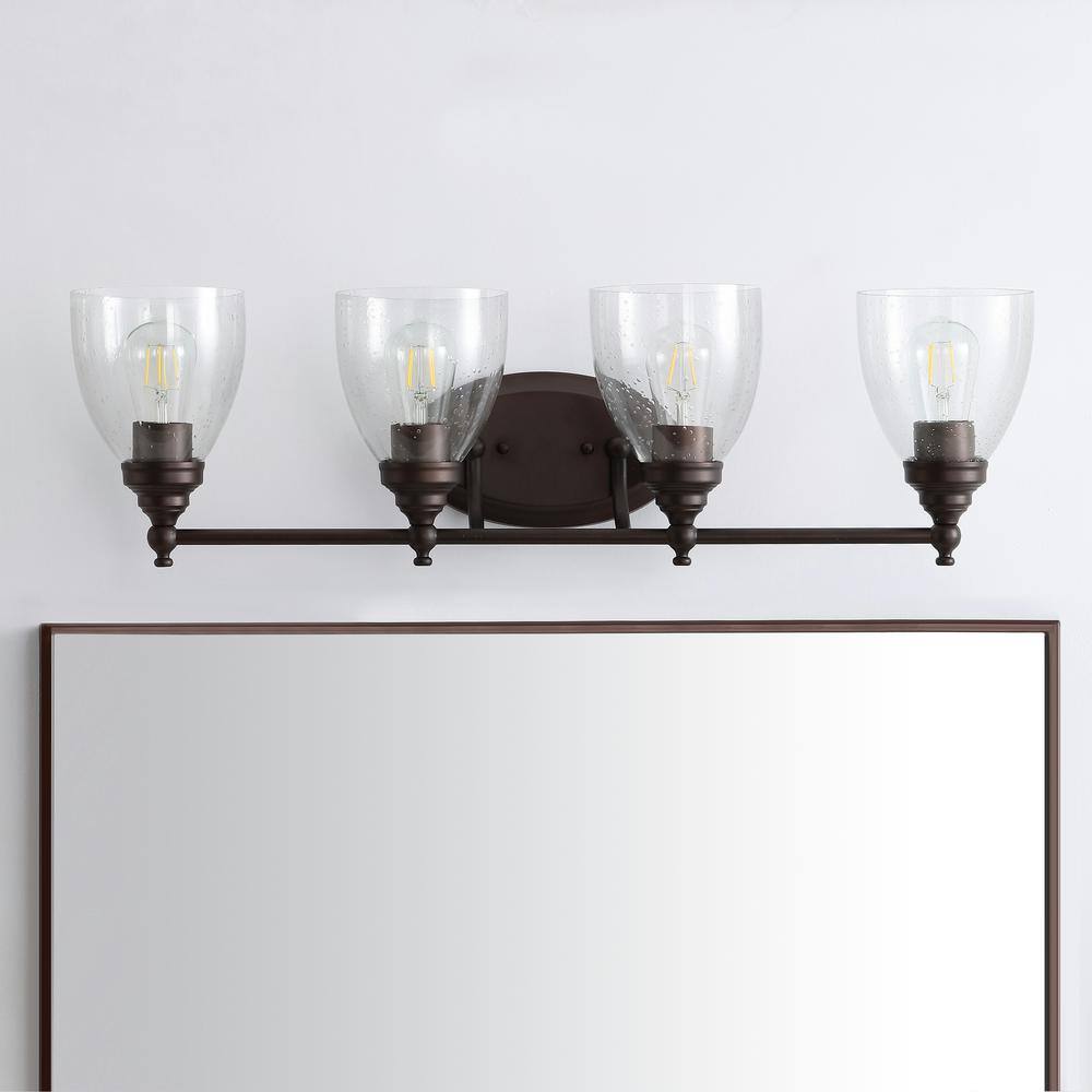Marais 30" Oil-Rubbed Bronze LED Wall Sconce with Seeded Glass