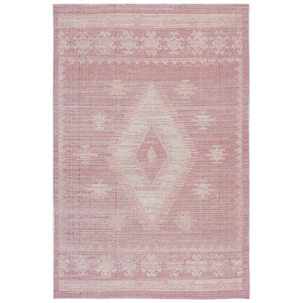 Hammock Plum/Ivory 8 ft. x 10 ft. Machine Washable Distressed Diamond Medallion Area Rug