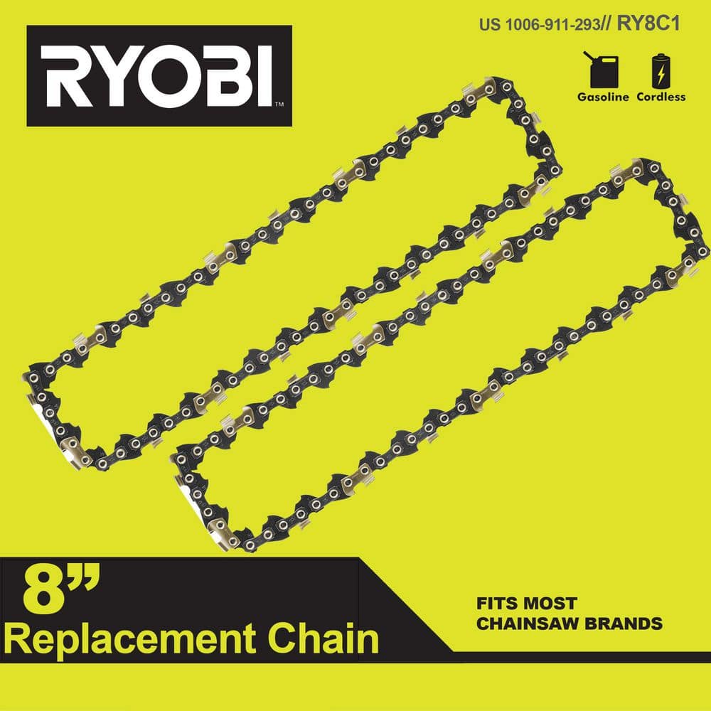 RYOBI 8 in. 0.043Gauge Replacement Chainsaw Chain 33 Links (2Pack) RY8C12 The Home Depot