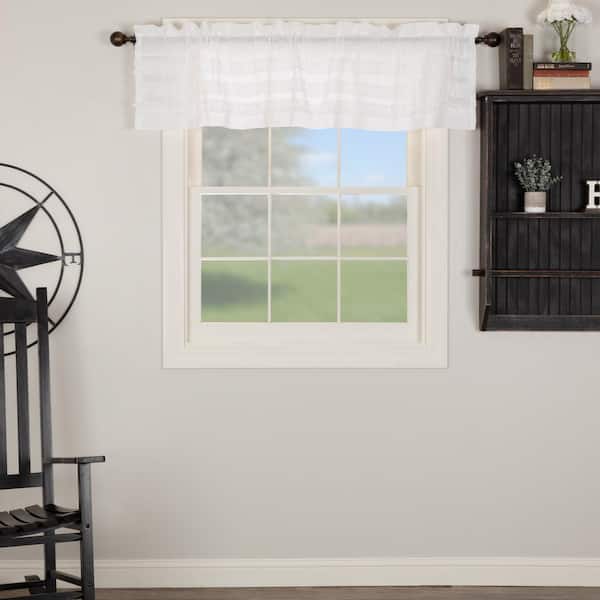 White Ruffled Sheer Petticoat 72 in. L x 16 in. W Cotton Valance in Soft White