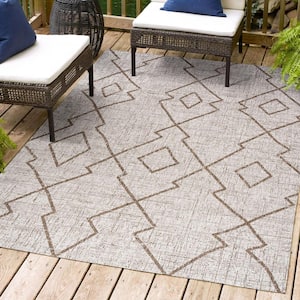 Carwa Tribal Diamond Trellis Beige/Brown 4 ft. x 6 ft. Indoor/Outdoor Area Rug