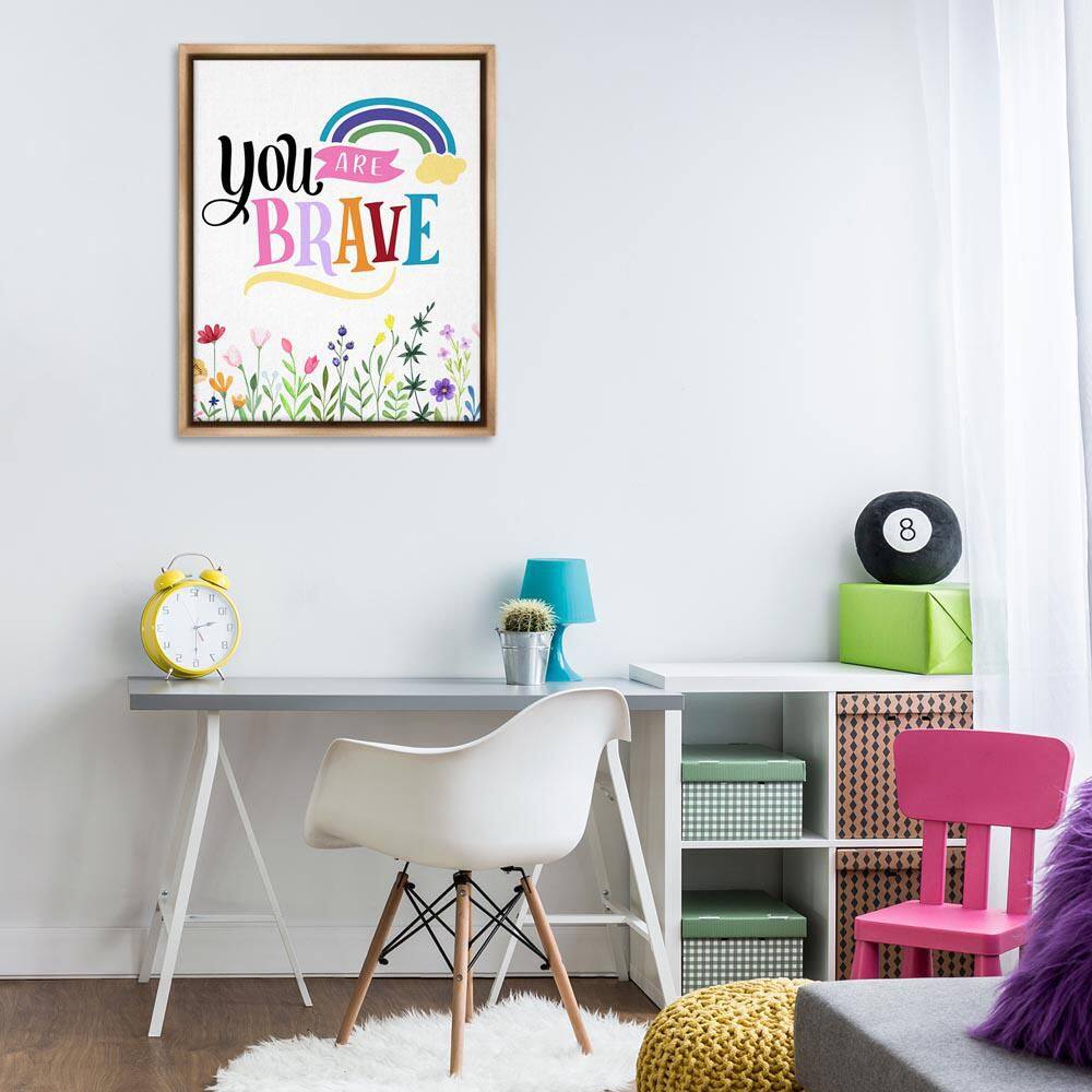 You Are Brave Encouragement by Kim Allen Brown Floater Frame Typography Graphic Art Print 31 in. x 25 in. price history on PriceWatchPro