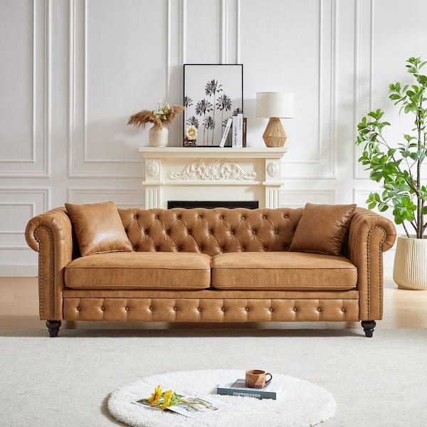 Z-joyee 85.5 in Wide Rolled Arm Faux Leather Rectangle Modern Z-joyee 85.5 in Wide Rolled Arm Faux Leather Rectangle Modern