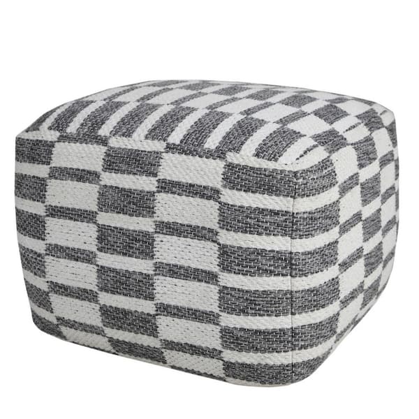 HomeRoots Amelia Gray Cotton Square Accent Ottoman