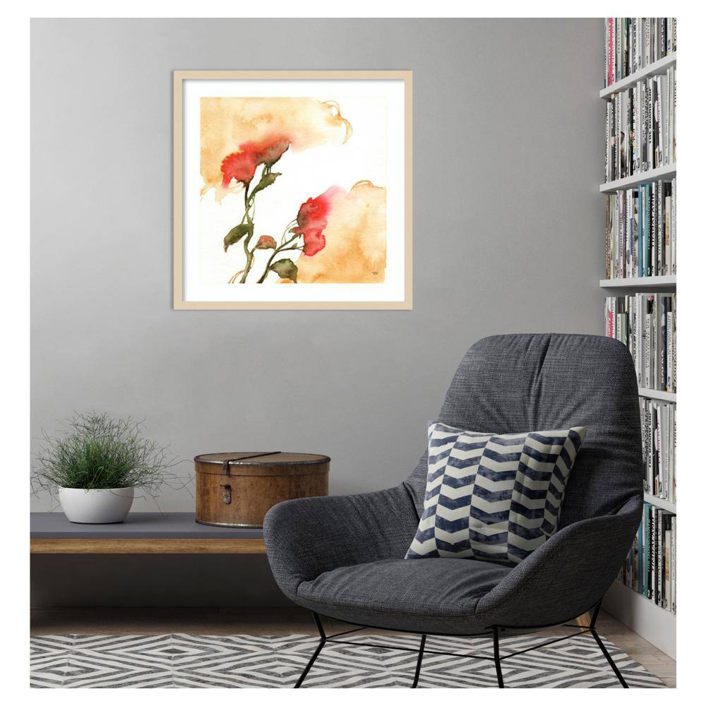 Svelte Natural Framed Watercolor Floral Yellow and Red II Print