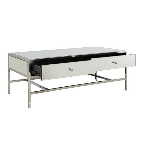 Acme 80555 Weigela Coffee Table - Mirrored & Chrome - 18 x 48 x 24 in.