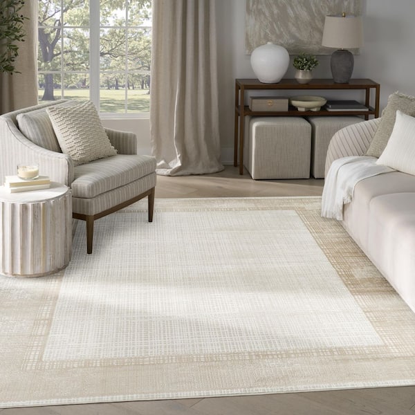Dekor Ivory Beige 8 ft. x 10 ft. Abstract Contemporary Area Rug