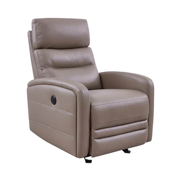 Armen Living Tristan Greige Genuine Leather Contemporary Recliner