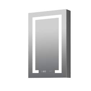 20 in. W x 32 in. H Rectangular Surface or Recessed Mount Silver Bathroom Medicine Cabinet with Mirror Right Open Door