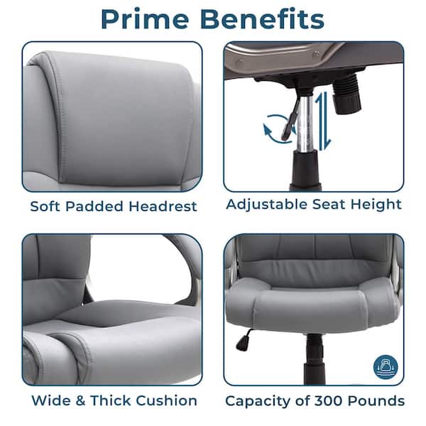 MAYKOOSH Gray High Back Executive Premium Faux Leather Office