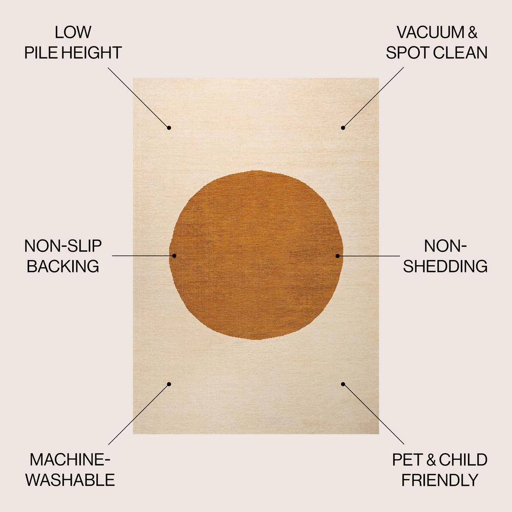 Scandinavian Cream/Rust Geometric 9' x 12' Easy-Care Synthetic Rug