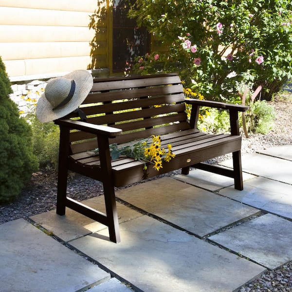 Highwood Weatherly 4 ft. 2-Person Weathered Acorn Recycled Plastic Outdoor Garden Bench