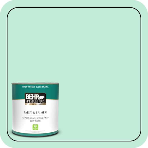 BEHR PREMIUM PLUS 1 qt. #470A-2 Seafoam Pearl Semi-Gloss Enamel Low Odor Interior Paint & Primer