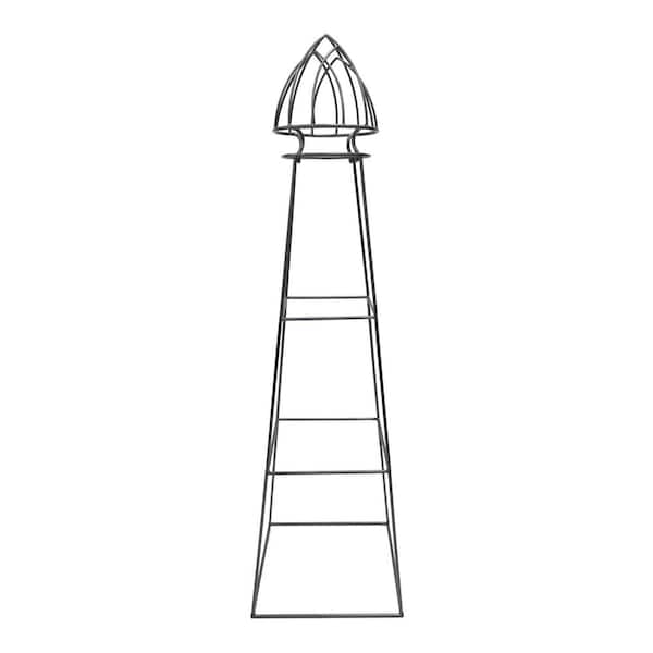 ACHLA DESIGNS 65.5 in. Minar Pylon I, Wrought Iron Trellis with Graphite Powdercoat Finish