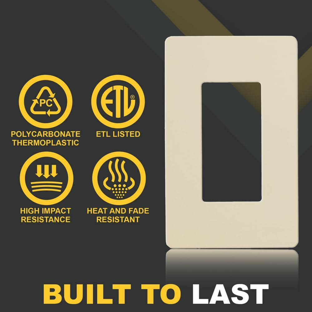 Ivory Thermoplastic 1-Gang Screwless Wall Plate Set
