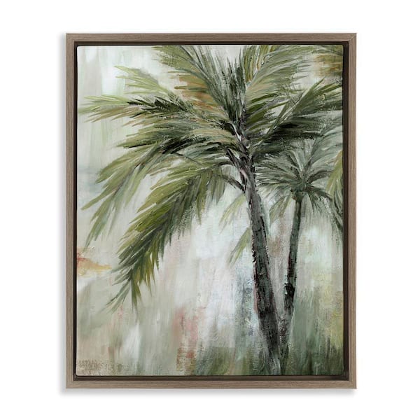 Stupell Industries Abstract Palm Fans by Nan Brown Floater Frame Nature Graphic Art Print 21 in. x 17 in.