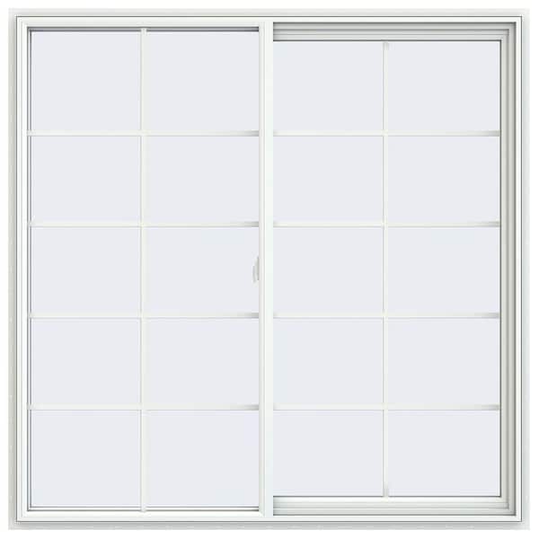 59.5 in. x 59.5 in. V-2500 Series White Vinyl Right-Handed Sliding Window with Colonial Grids/Grilles