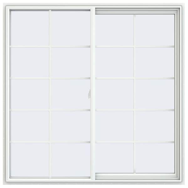 JELD-WEN 59.5 in. x 59.5 in. V-2500 Series White Vinyl Right-Handed Sliding Window with Colonial Grids/Grilles
