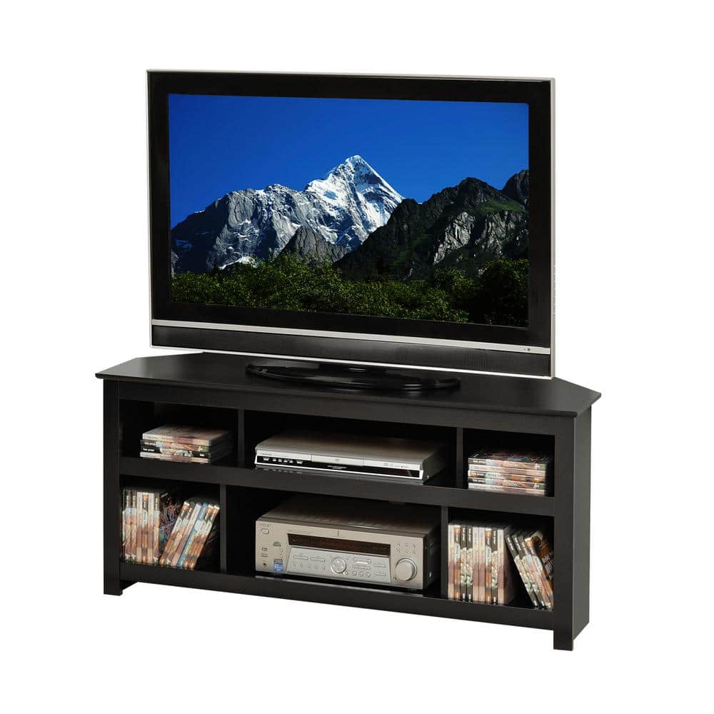 Black Corner TV Stand with Cabinet and Storage