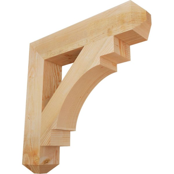 Ekena Millwork 6 in. x 32 in. x 32 in. Douglas Fir Merced Craftsman Rough Sawn Bracket