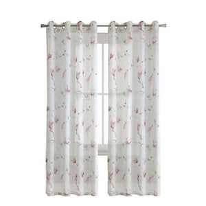 Symphony Rose Polyester Faux Linen 52 in. W x 63 in. L Grommet Indoor Sheer Curtain (Single Panel)