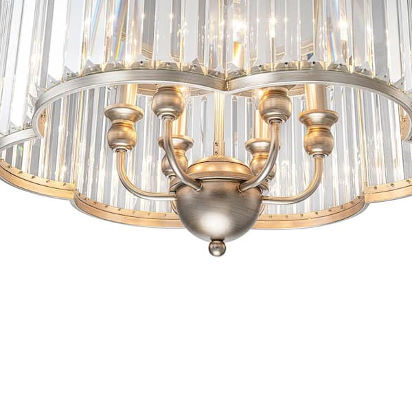 HUOKU Sea 6-Light 21.7 in.W Brass with Silver Undertones Flower