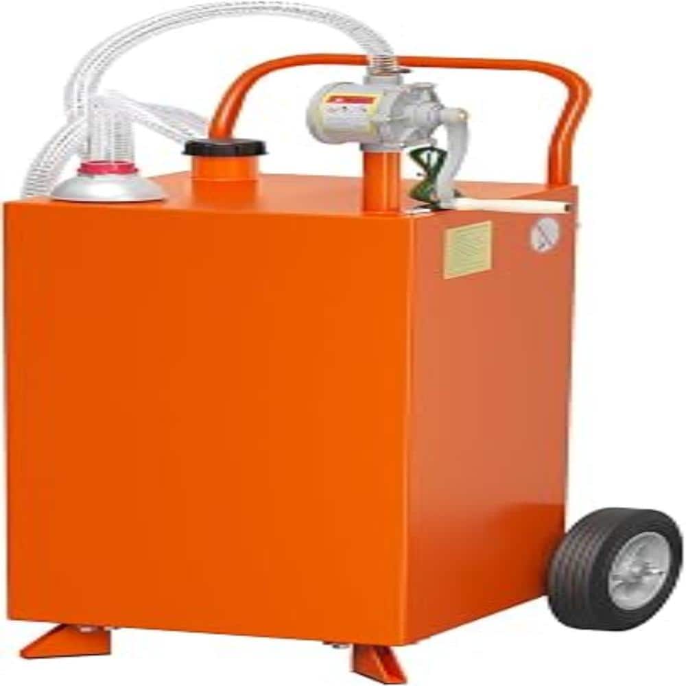 30 Gallon Fuel Caddy on Wheels, Steel Gas Transfer Tank with Reversible Rotary Hand Pump, Hose & Ground Wire, Orange price history on PriceWatchPro