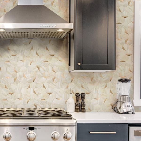 Beige 12.2 in. x 11.34 in. PVC Peel and Stick Backsplash 10-Pack