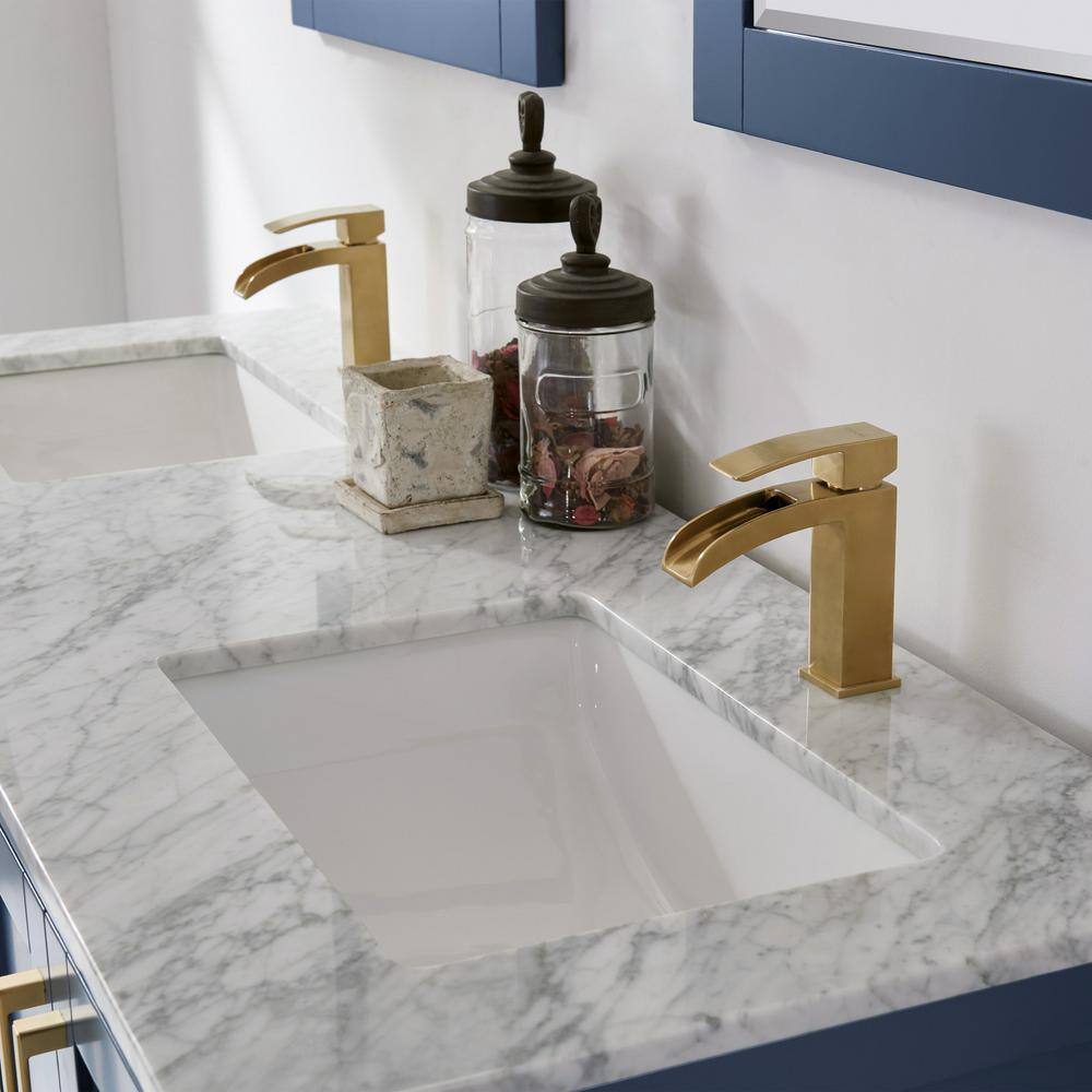 Remi Royal Blue 60" Double Basin Freestanding Vanity with Marble Top