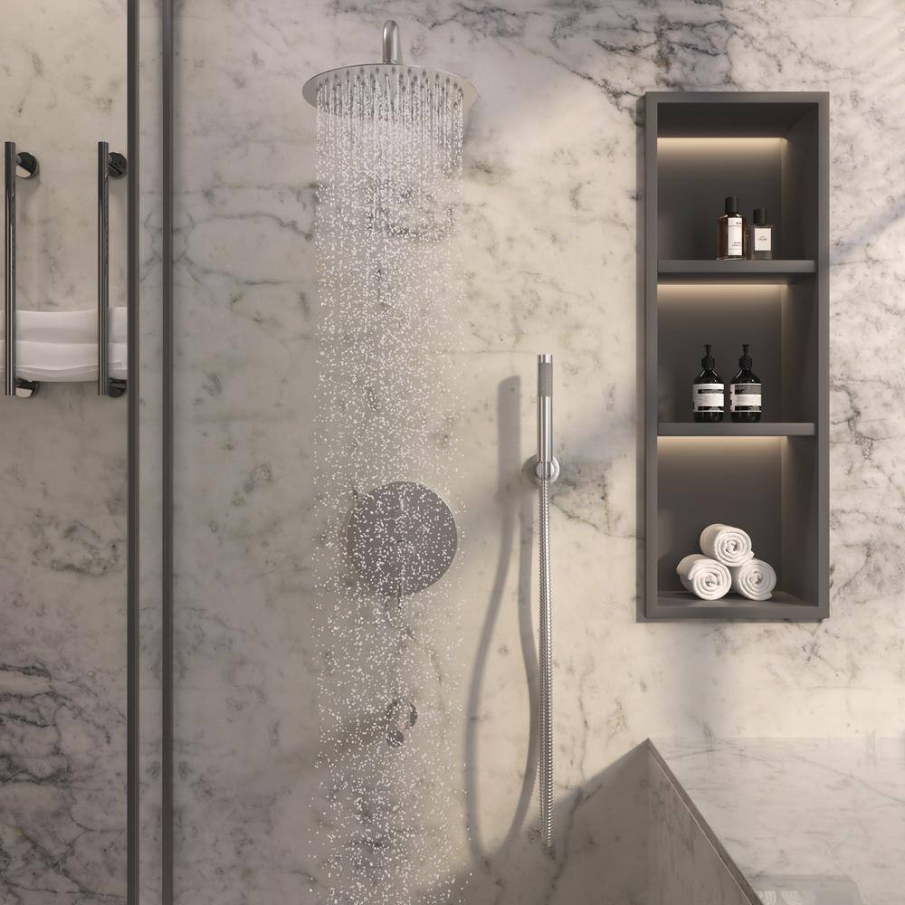 Brushed Nickel Dual Function Rain Shower System with Handheld