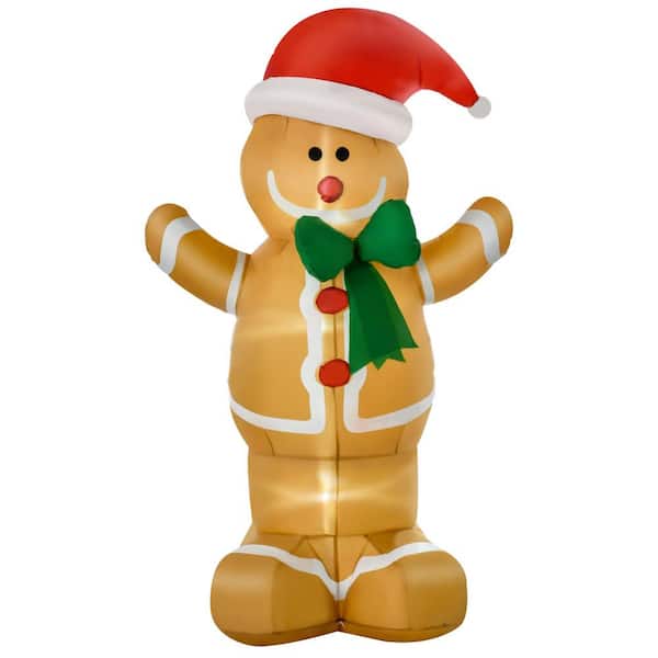 3.5 ft. x 6 ft.  Christmas Inflatable Gingerbread Man, Outdoor Blow-Up Yard Decoration with LED Lights Display
