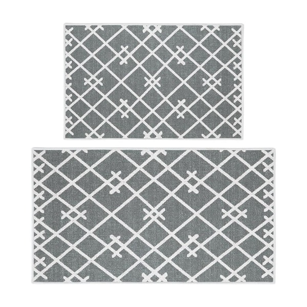 SUSSEXHOME Geometric Gray 44 in. x 24 in. and 31.5 in. x 20 in