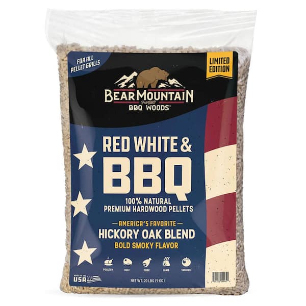Limited Edition Red White and BBQ Wood Pellets, 20 lbs. Blue