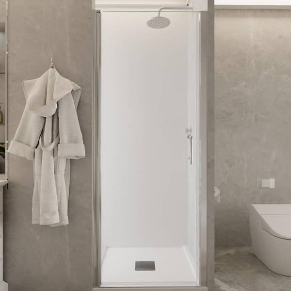 ExBrite 30 to 31-3/8 in. W x 72 in. H Pivot Frameless Swing with Shower Door in Chrome with Clear Glass