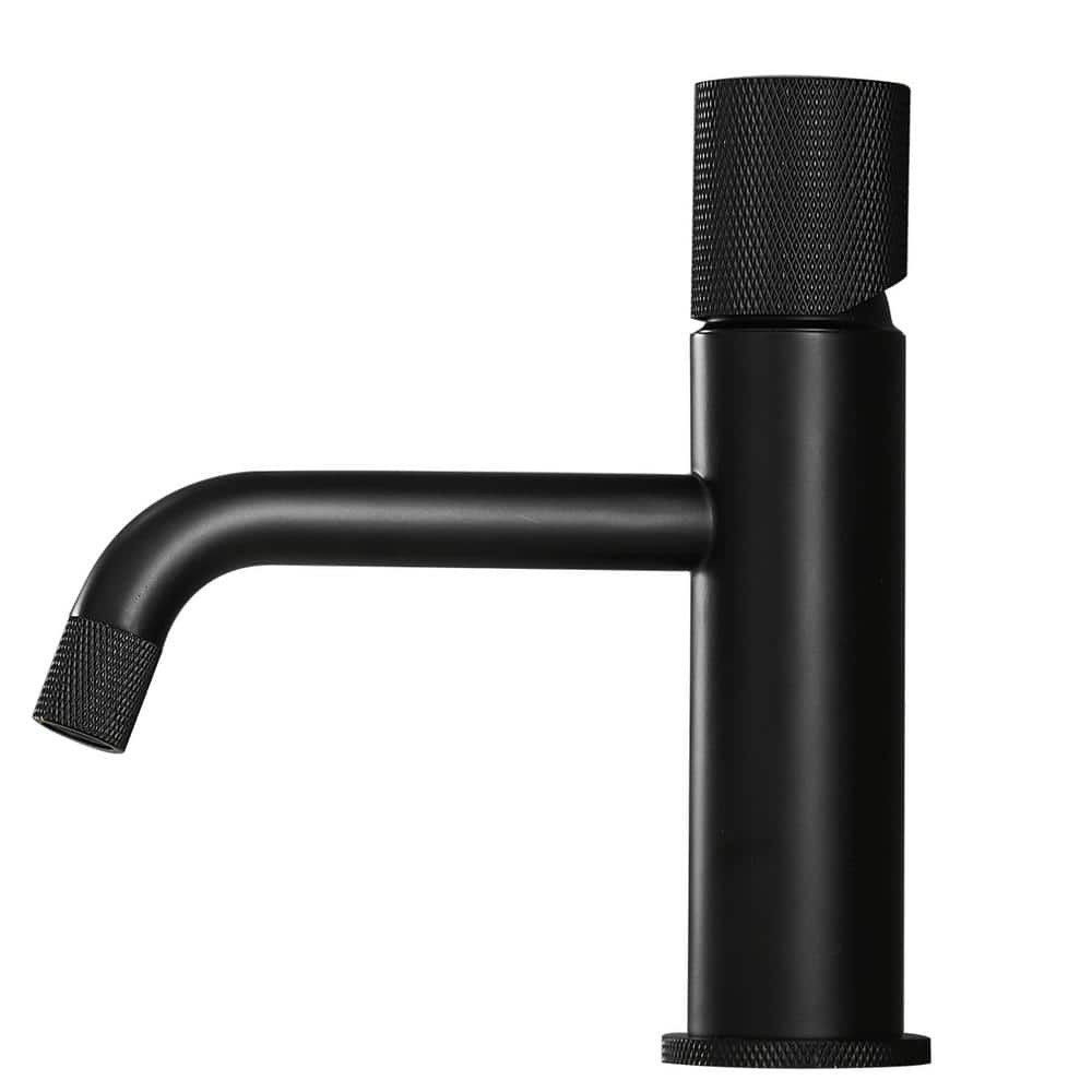 Single Hole Single-Handle Bathroom Faucet with Water Supply Lines in Matte 
