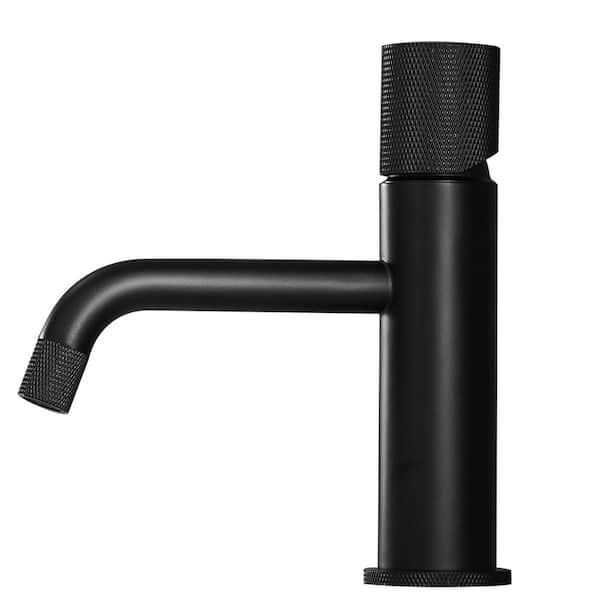 Boyel Living Single Hole Single-Handle Bathroom Faucet with Water Supply Lines in Matte Black