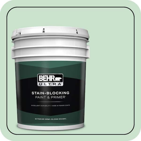 BEHR ULTRA 5 gal. #M410-2 Wishful Green Semi-Gloss Enamel Exterior Paint & Primer