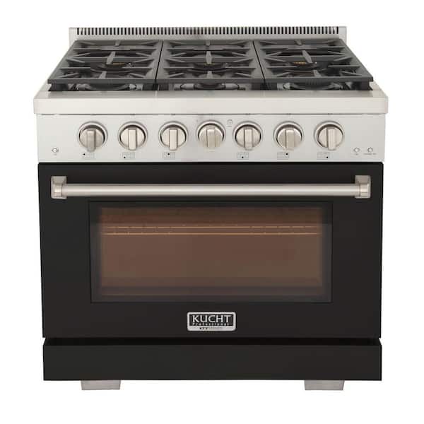 Kucht Professional 36 in. 5.2 cu. ft. 6 Burners Freestanding Natural Gas Range in Black with Convection Oven