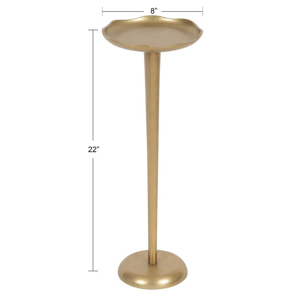 Alessia Gold Aluminum Round Drink Table with Deckled Edge