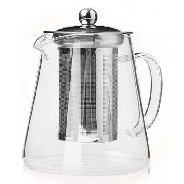 2-Cup Clear Glass Elegant Borosilicate Removable Stainless Steel Infuser Stovetop Safe Teapot with Ultra-Fine Filter