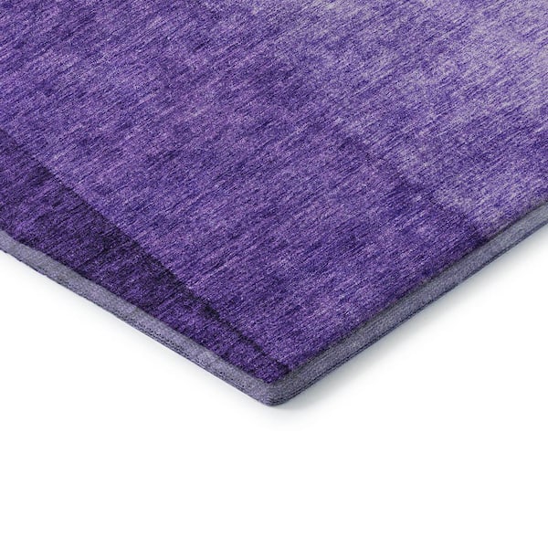 Mayfield Premium Machine Washable Indoor/Outdoor Geometric AMF625 Purple 8 ft. x 8 ft. Round Area Rug