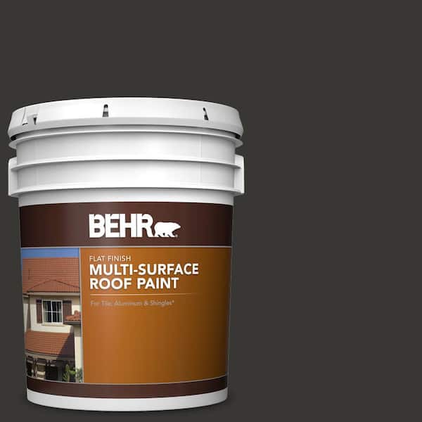 BEHR 5 gal. Black Flat Multi-Surface Exterior Roof Paint