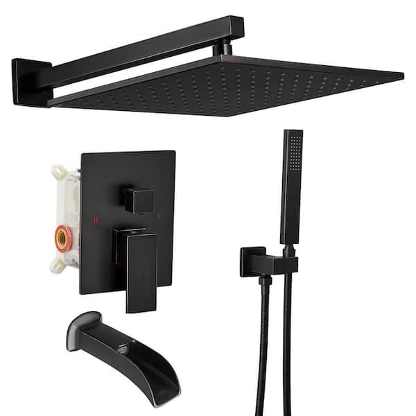 Single Handle 1-Spray Tub and Shower Faucet 1.8 GPM Rain Shower Sysyem Pressure Balance Valve Included Oil Rubbed Bronze