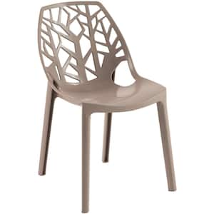 Cornelia Modern Spring Cut-Out Tree Design Stackable Dining Chair in Solid Taupe
