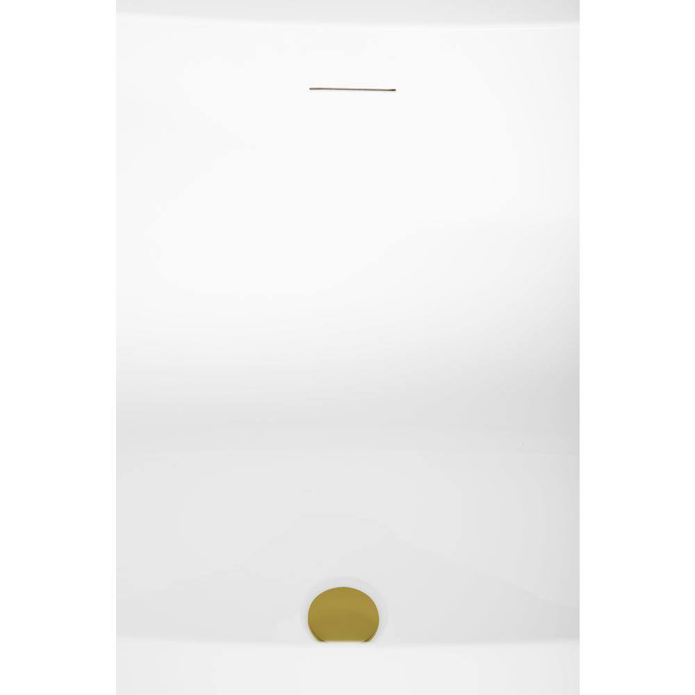 67" Matte White Acrylic Freestanding Soaking Tub with Brushed Gold Trim